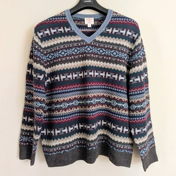 Brooks Brothers Men's Sweater Italian Yarn Fair Isle Merino Wool Size XL - Picture 1 of 7